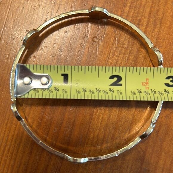 Gold Tone with Rhinestone Bangle Bracelet - Picture 7 of 9